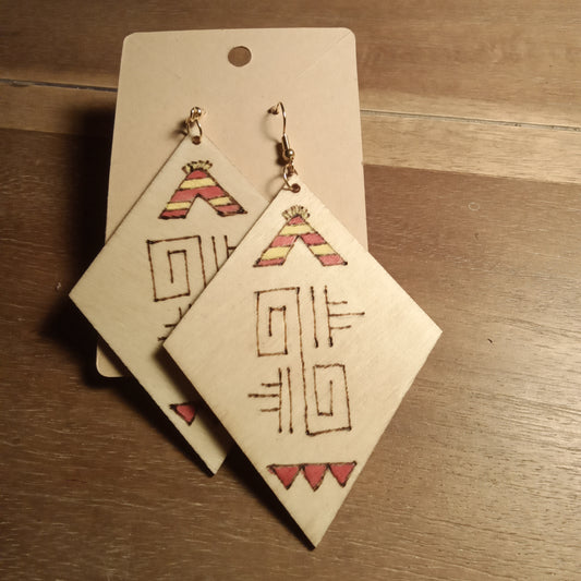 Red and Yellow Tribal Earrings.