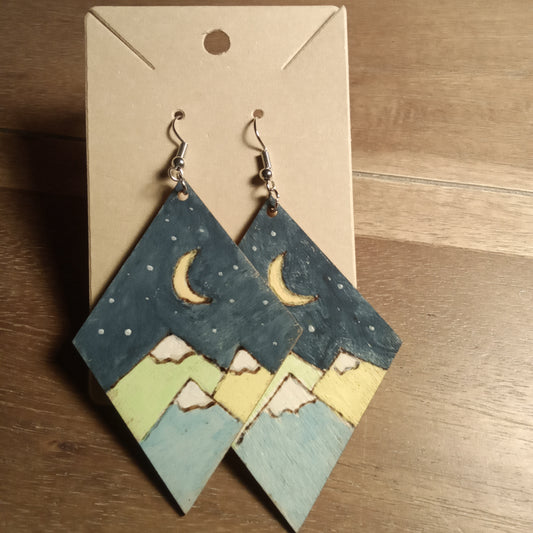 Mountains with Night Sky Earrings.
