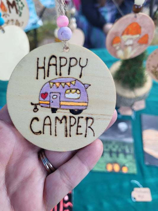 SOLD- Happy Camper Ornament